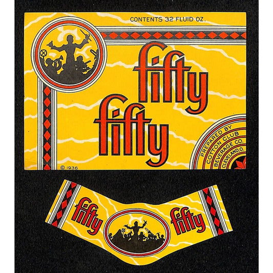 Fifty Fifty (Mix) Label Set c1936 Cotton Club Beverages Cleveland Deco - Scarce