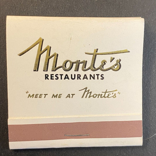 Monte's Restaurants "Meet Me at Monte's" Chicago c1960's-73 Full Matchbook