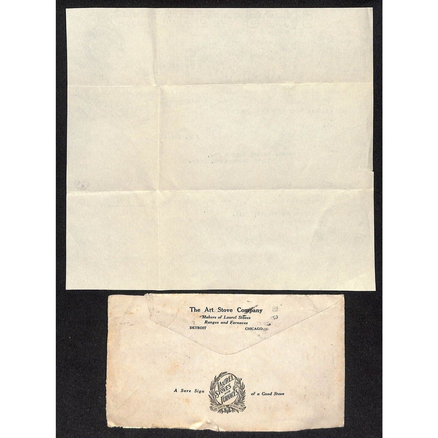 Art Stove Co. Detroit / Samuel Wang Co* N. Georgetown 1917 Billhead & Cover