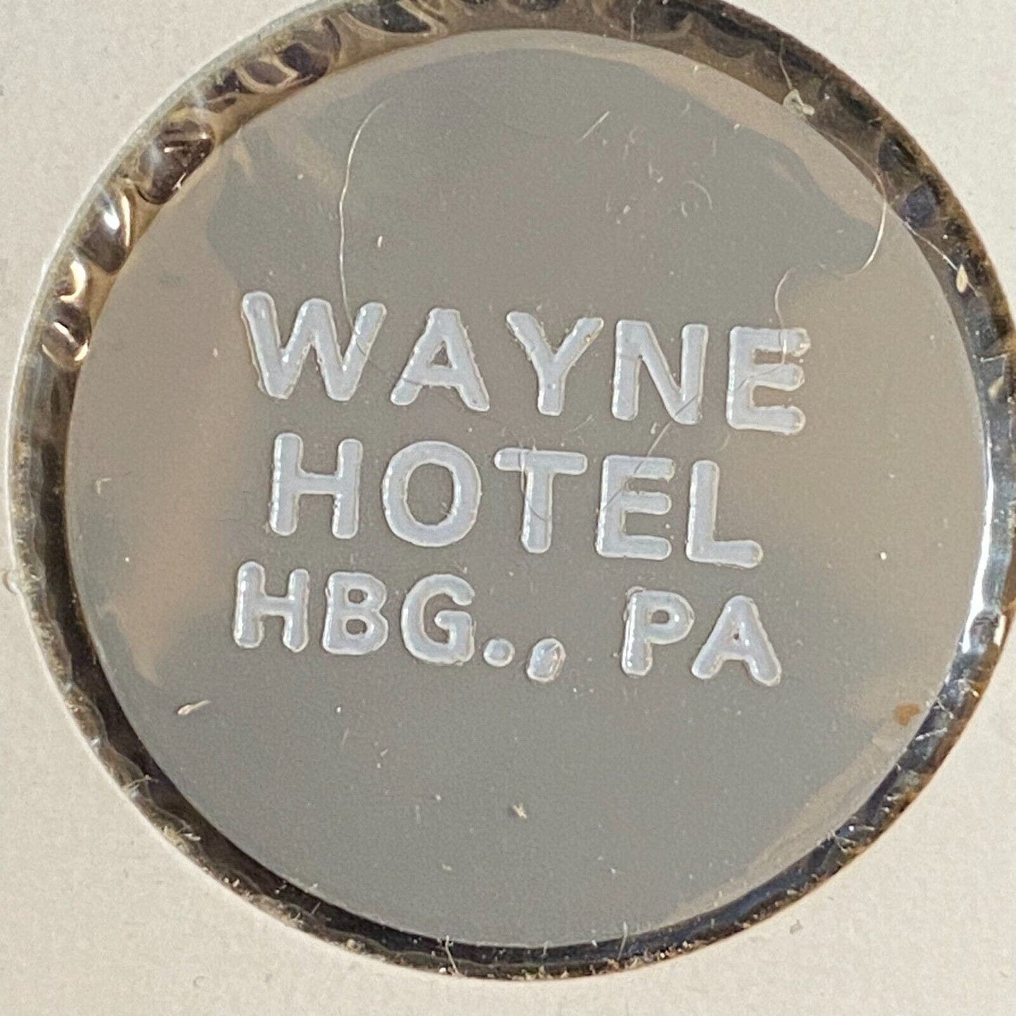 Harrisburg, PA Wayne Hotel Plastic c1970's-80's "Bottle Beer" Drink Token
