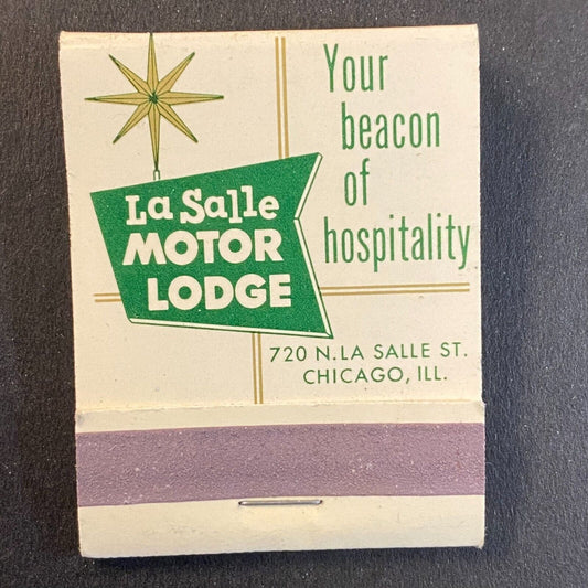 La Salle Motor Lodge Chicago c1966 Full Matchbook VGC Scarce
