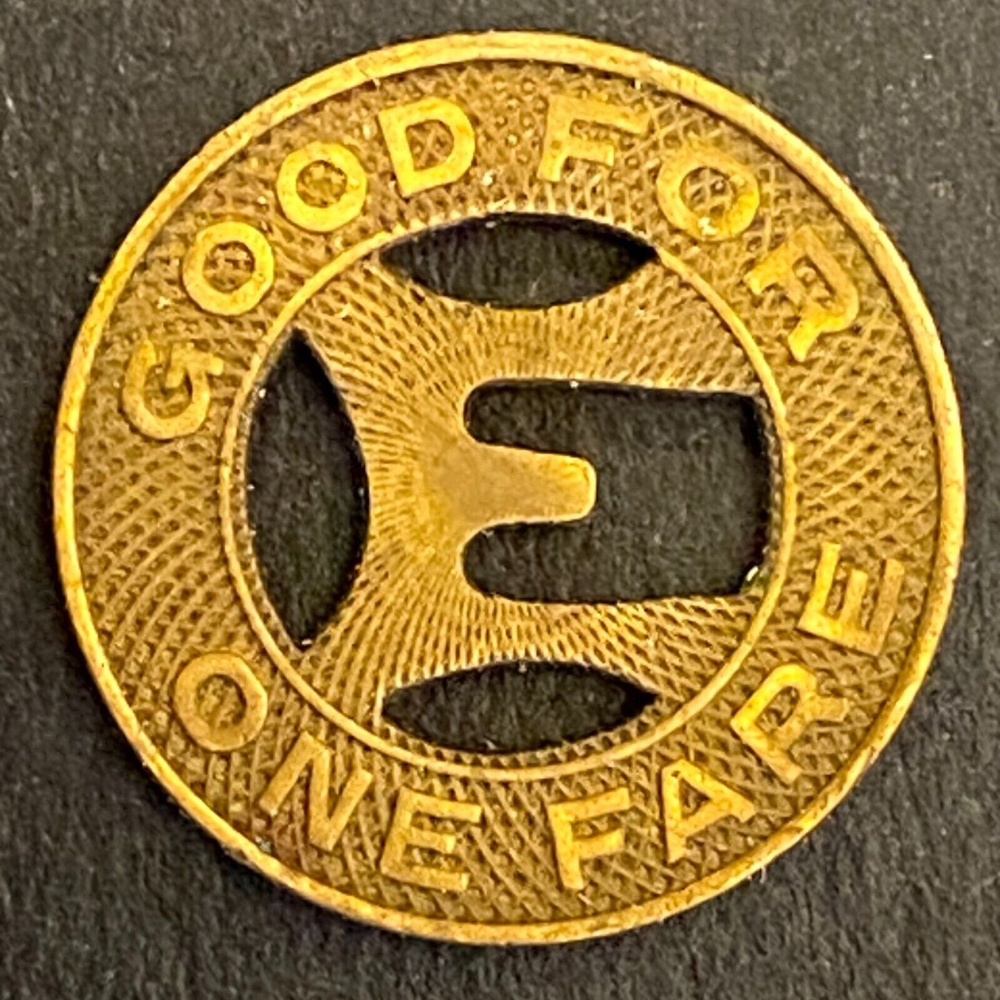Elmira Motor Coach Corp. G/F One Fare Transit Token 16mm c1949