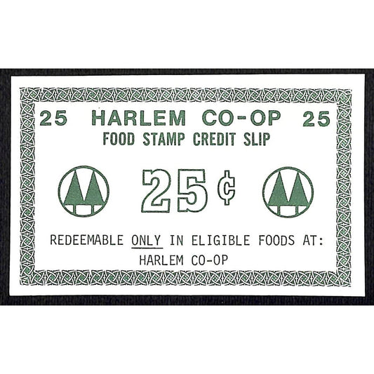 Harlem CO-OP (Supermarket) NYC Food Stamp Credit Slip 25c Coupon c1959-65 VGC
