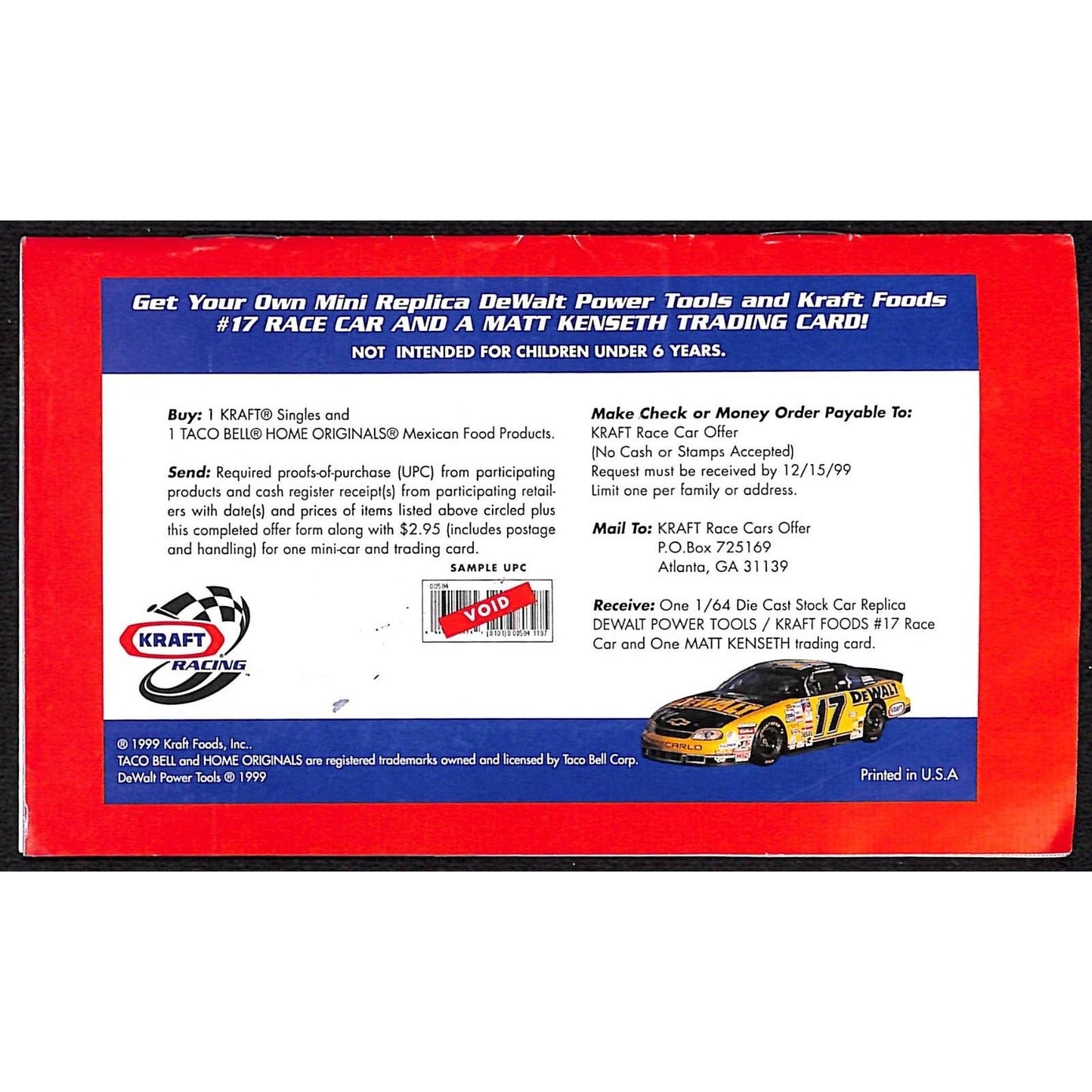 1999 Kraft Racing "Checkered Flag Cafe" Matt Kenseth's Mom Recipes 8pp VGC NOS