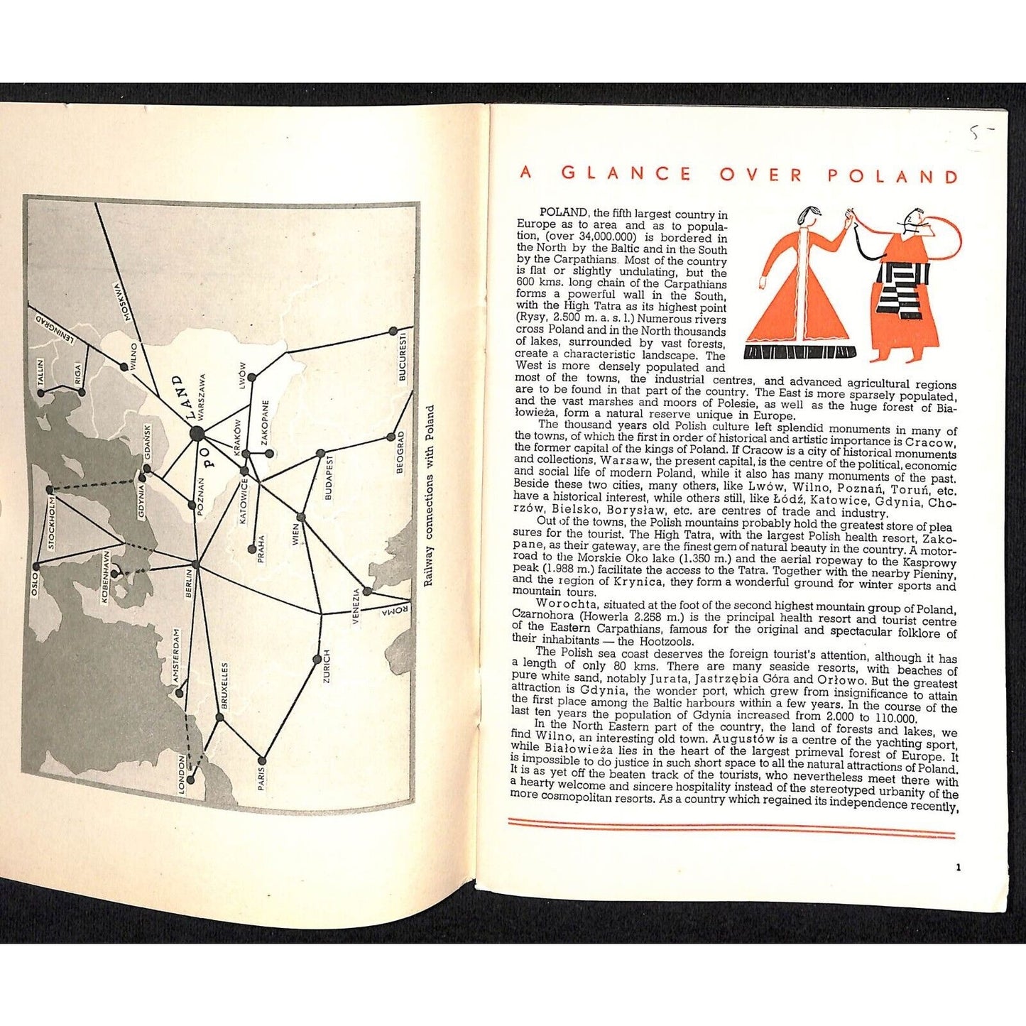 "Poland" c1930's Pictorial Travel Brochure 32pp 5 1/4" x 7 3/4" G/VGC
