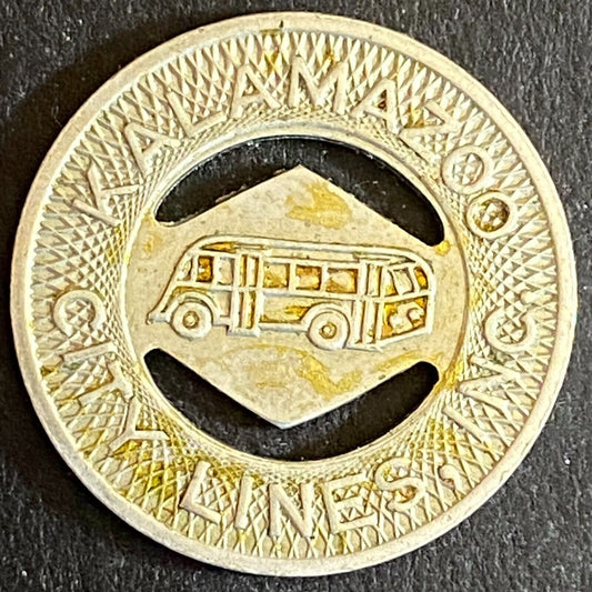 Kalamazoo City Lines G/F One Fare Bus Transit Token 21mm Scarce