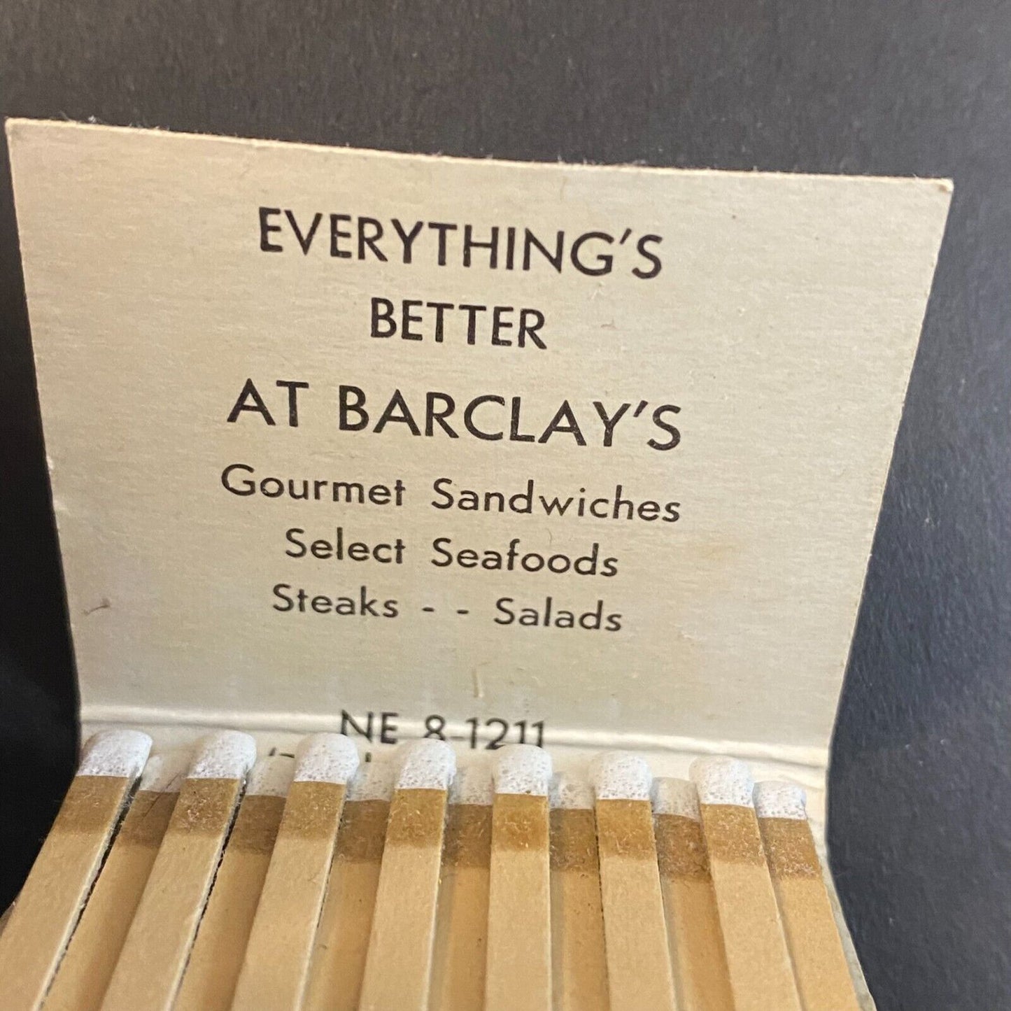 Barclay's Restaurant Portland, OR - Salem Freeway Full Matchbook c1965-73 Scarce