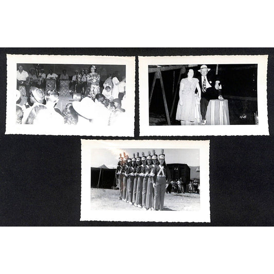 3 c1940's ? Circus Related Glossy Photos w/ Scalloped Edges & Emb. Borders