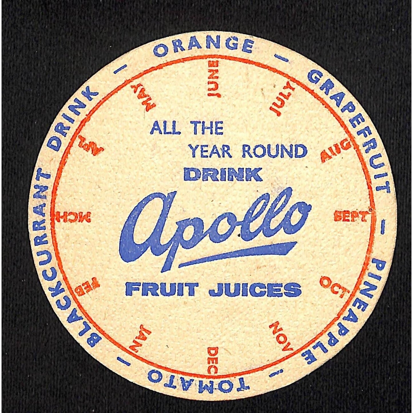 Apollo Soft Drinks Fruit Juices Beverage Coaster VGC c1930's-40s