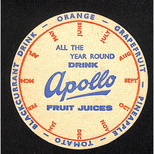 Apollo Soft Drinks Fruit Juices Beverage Coaster VGC c1930's-40s