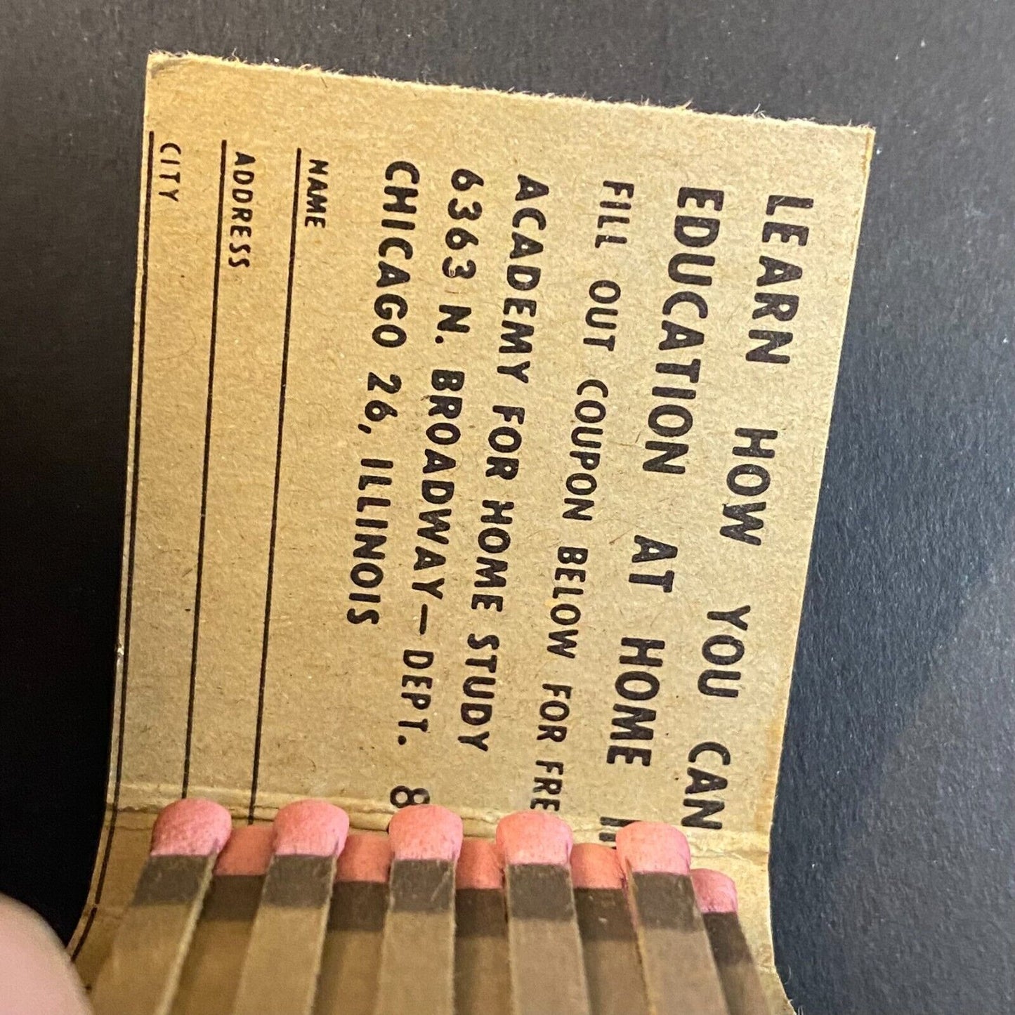 High School Diploma Mail Order Course c1950's-63 Full Matchbook VGC