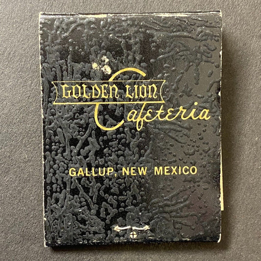 Golden Lion Cafeteria Gallup, NM Full Matchbook c1965-74 w/ Thermography Scarce