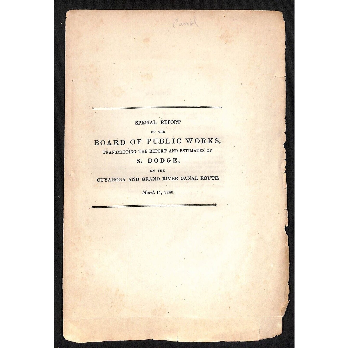 1840 Pages from Special Report: Cuyahoga and Grand River Canal Route