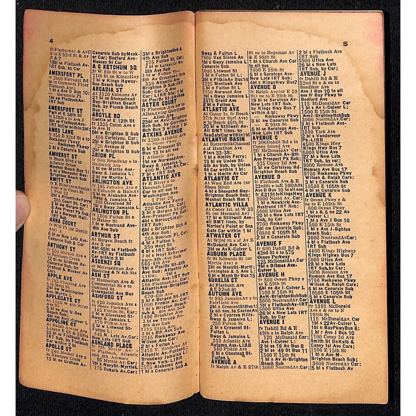 Geographia Map Co. 1942 All Text "The Standard Street Guide to Brooklyn" 96pp