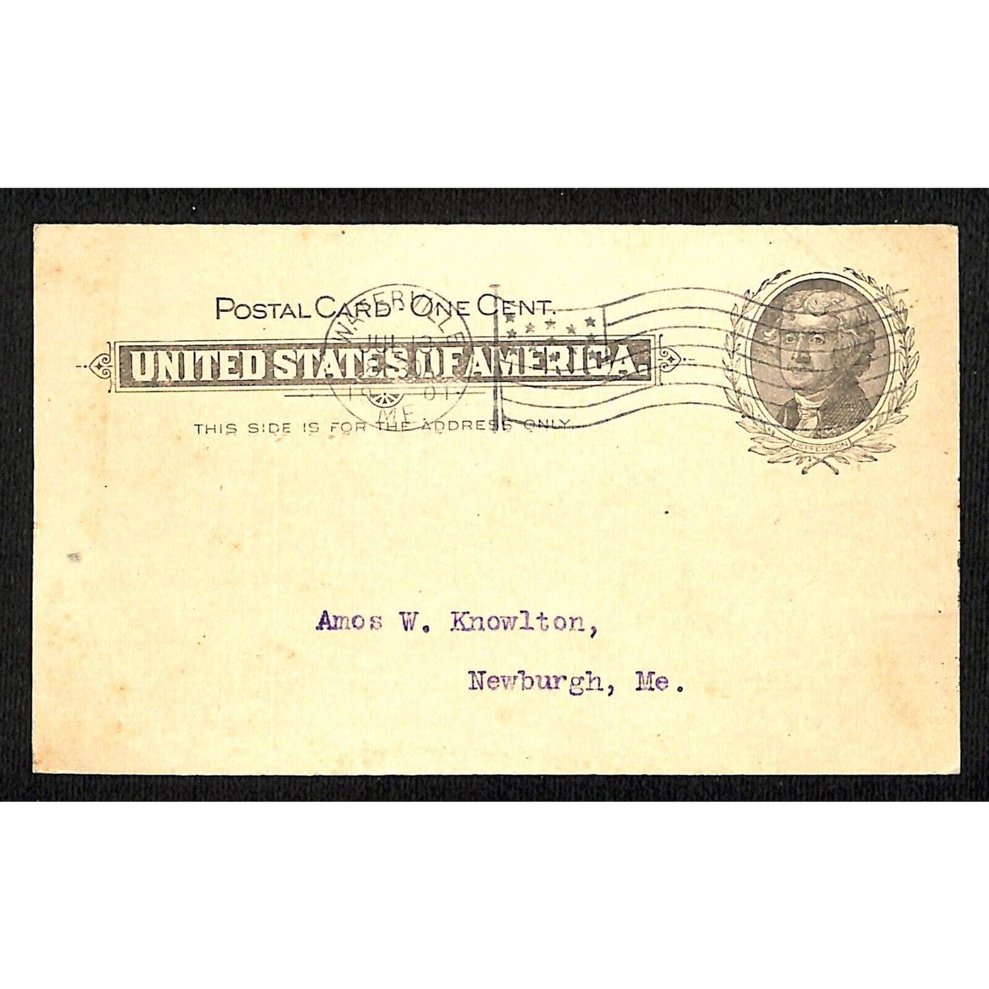 Waterville, ME Lockwood Co. 1901 Postal Card Postcard re: Stockholder's Meeting