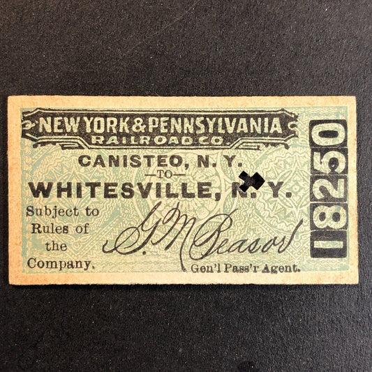 New York & Pennsylvania Railroad July 14 1917 Whitesville, NY Ticket #18250