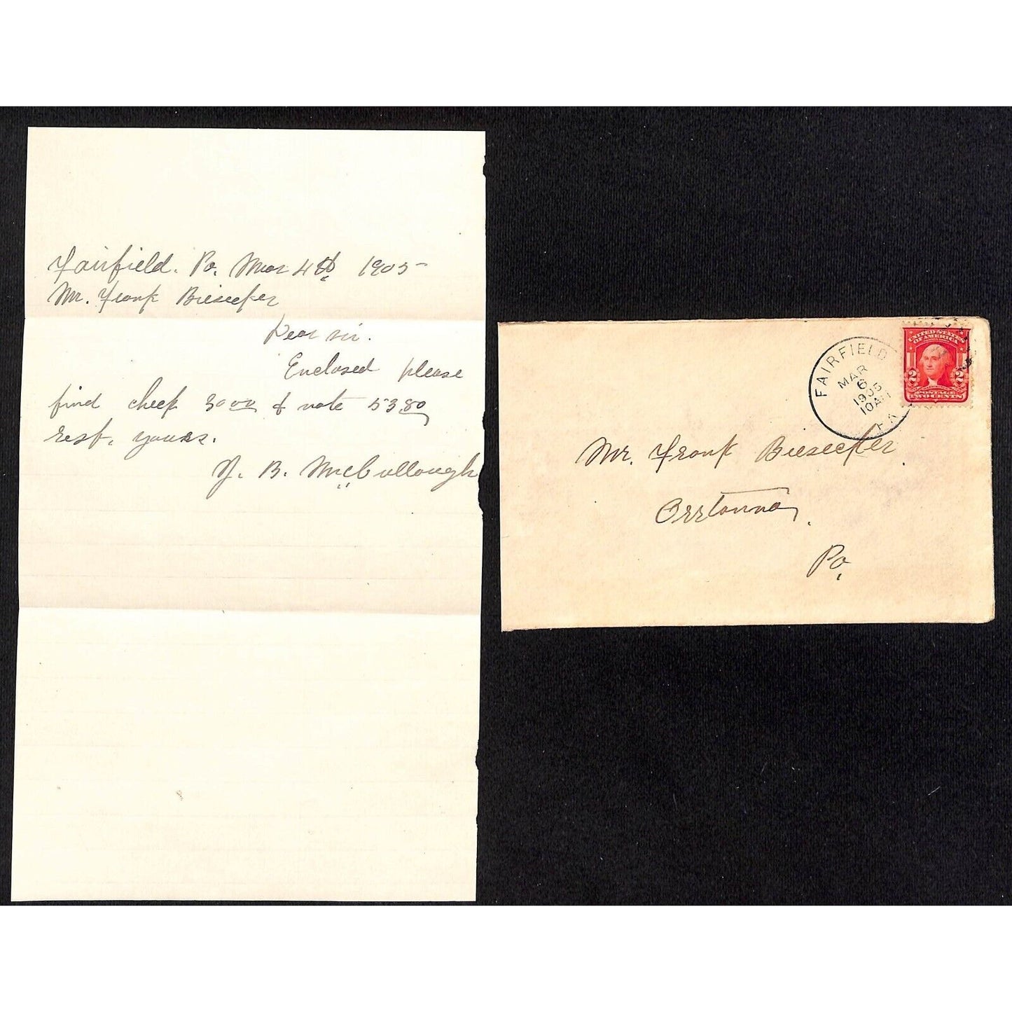 8 1902-03 Mostly "Biesecker / Orrtanna PA" ALS / Correspondence / Letters Covers