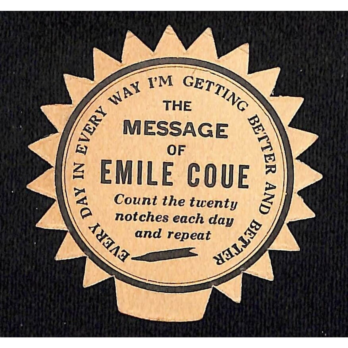 "The Message of Emile Coue" 20 Notch Counter Card c1923 Advertising Scarce