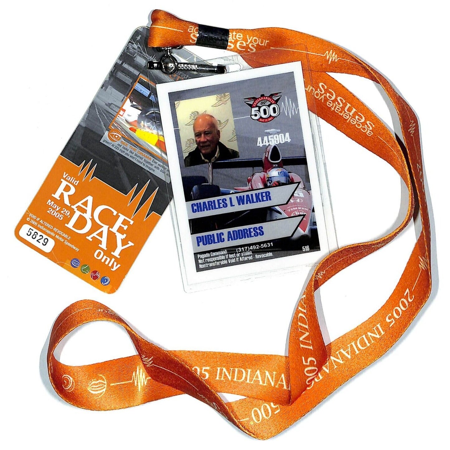2005 Indy 500 IMS Media / Public Address Pit ID Badge Racing Race Indianapolis
