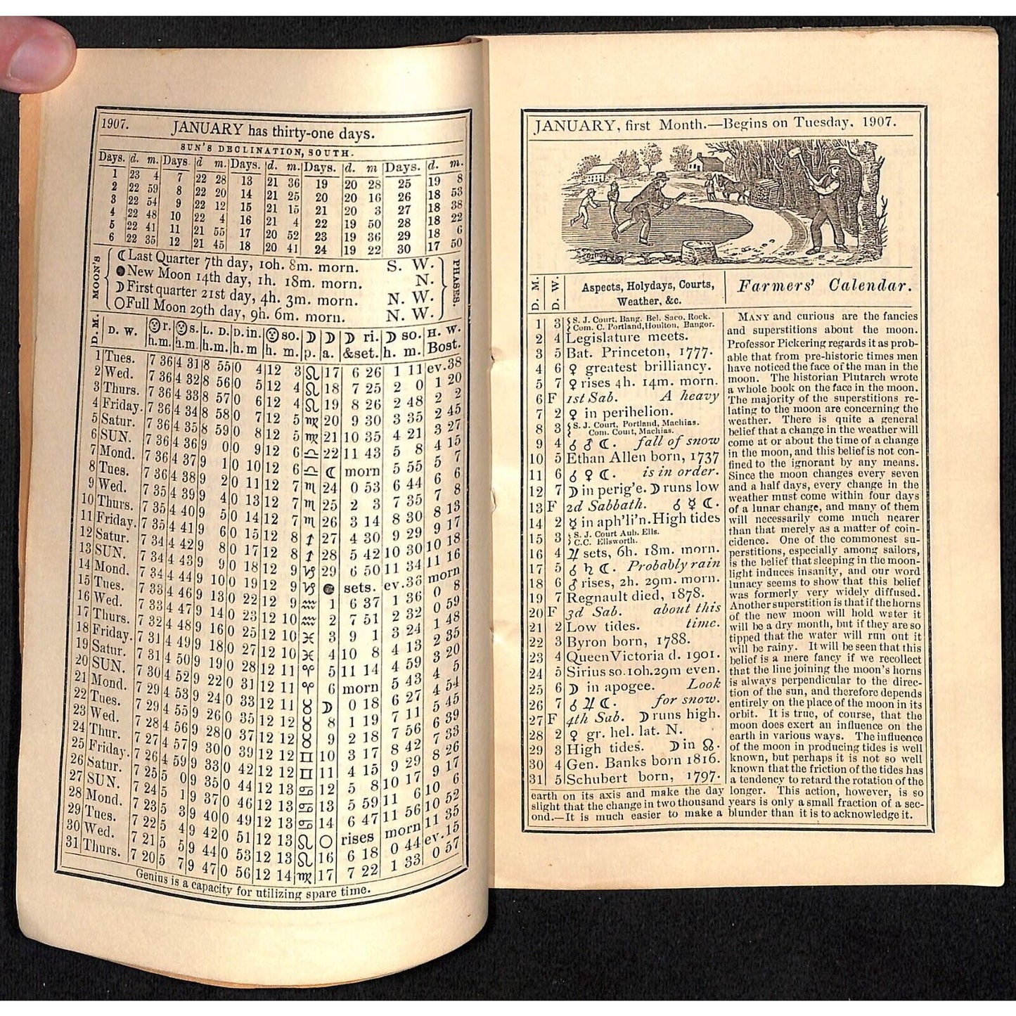 1907 Maine's Farmers Almanac Daniel Robinson Charles E Nash Augusta 48pp* Scarce