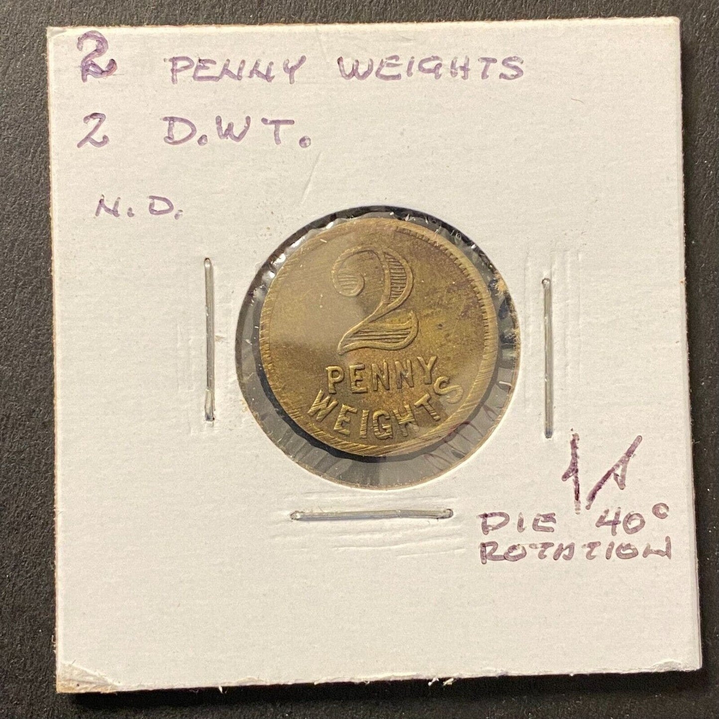 2 Pennyweight Penny Weights / 2 DWT* Brass 18.5mm 3.2g Brass Token