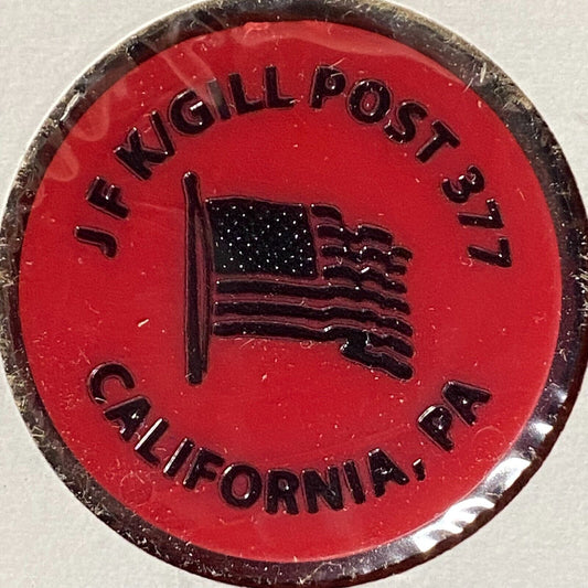 California, PA JFK / Gill Post 377 Plastic Drink Token G/F "One Middle Shelf"