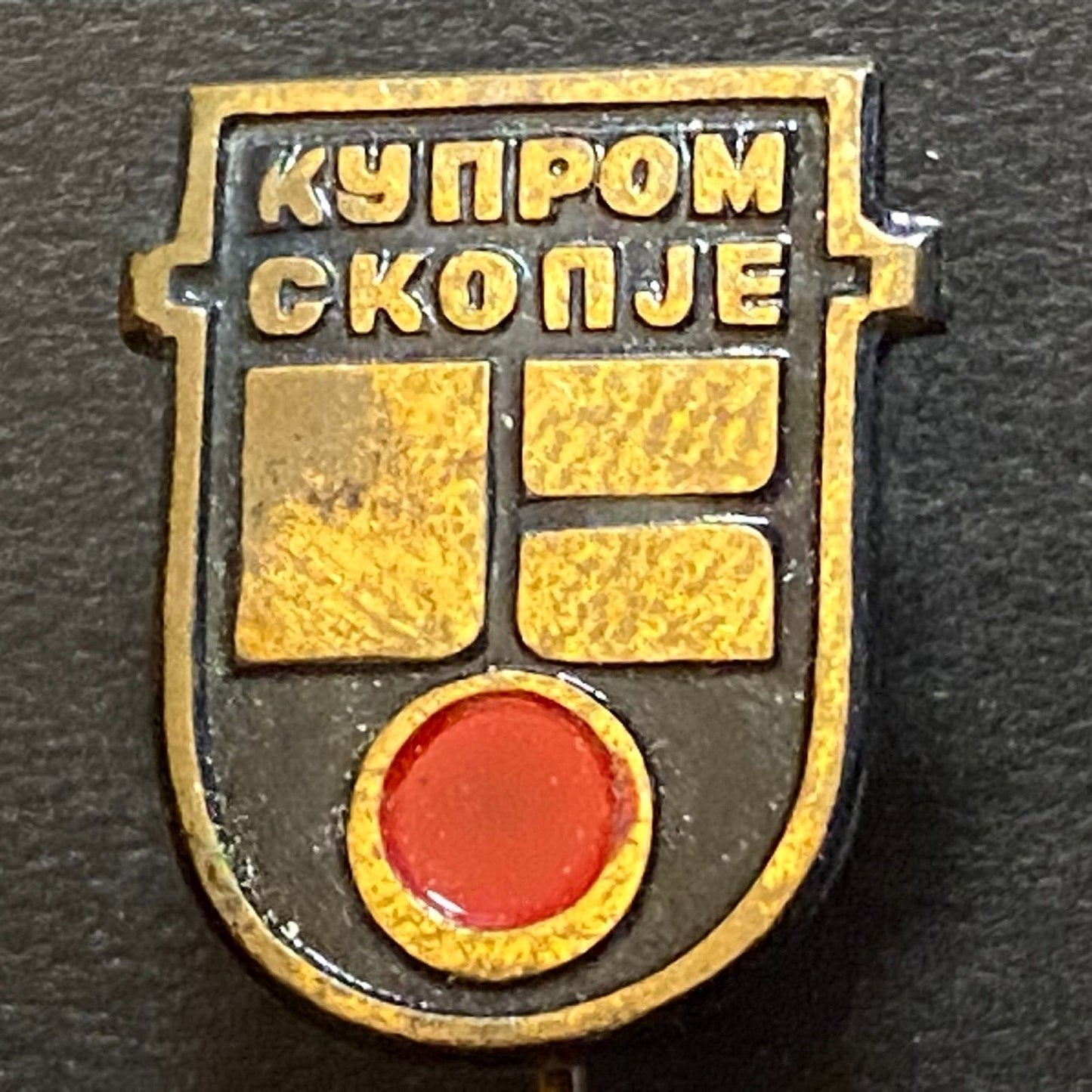 Kuprom, Skopje N. Macedonia Vintage Enameled Lapel Stick Hat Pin
