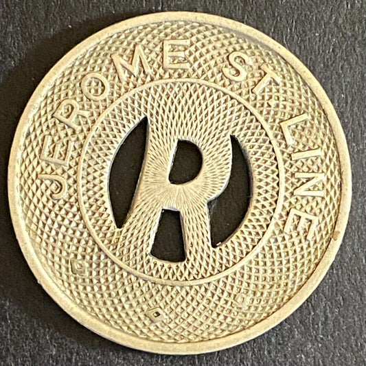 Jerome St. Line (New Britain, CT) G/F One Fare Transit Token 23mm c1927-29 VGC