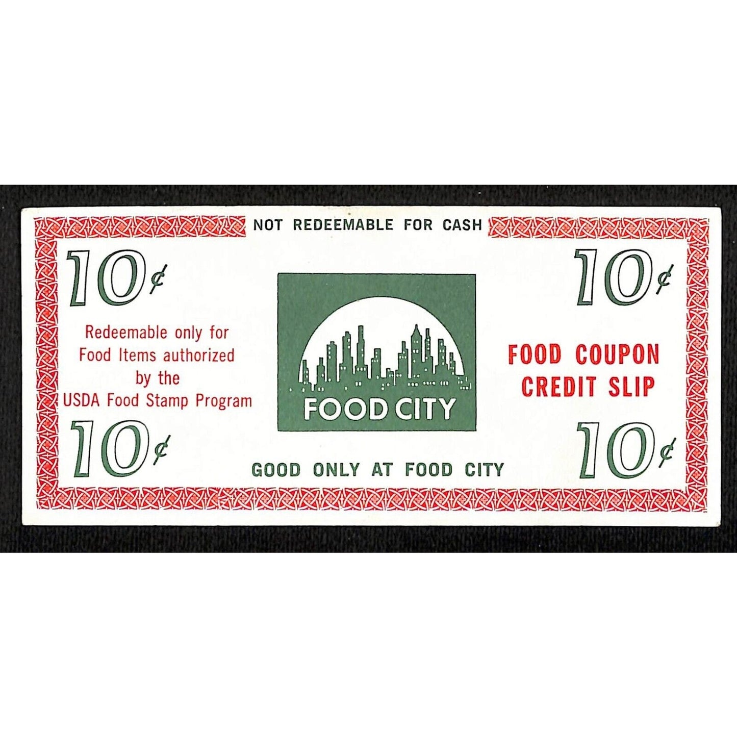 Food City Brooklyn NY 10c Food Coupon Credit Slip Food Stamp c1965-79 VGC