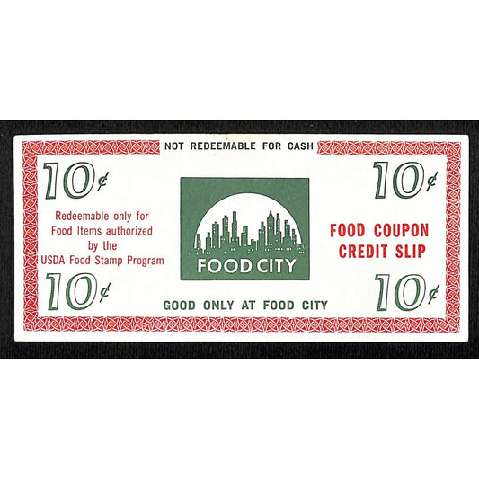 Food City Brooklyn NY 10c Food Coupon Credit Slip Food Stamp c1965-79 VGC