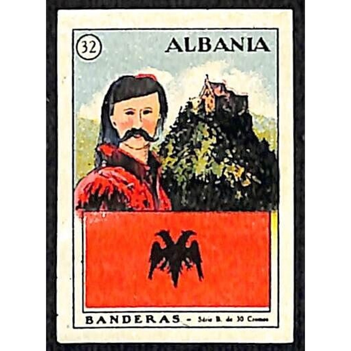 Albania Country Banderas / Flag Matchbox Label Series Vintage #32