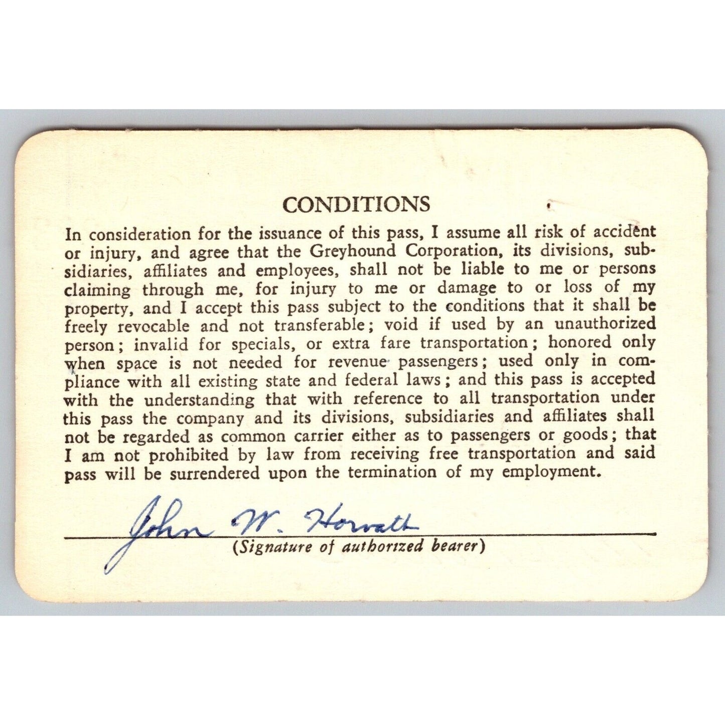Eastern Greyhound Lines 1960-61 Annual / Yearly Bus Pass #323