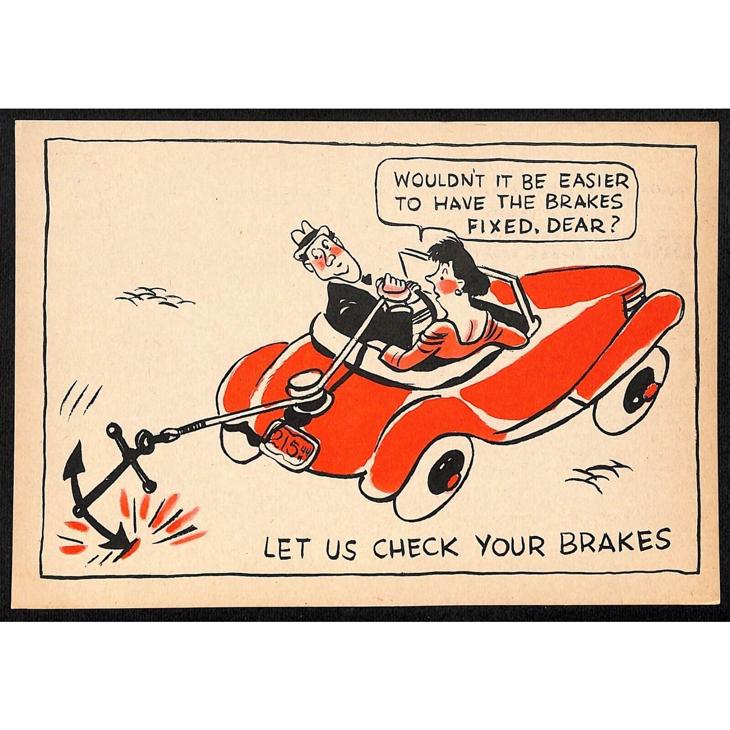 Magruder Motor Chrysler Plymouth Glasgow, MT Funny Brakes Check-Up Lg Postcard