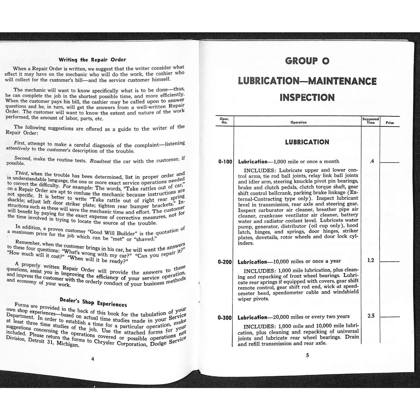 c1953 Dodge Passenger Car Service Manual D44 D46 D47 D48 Booklet 103pp Scarce