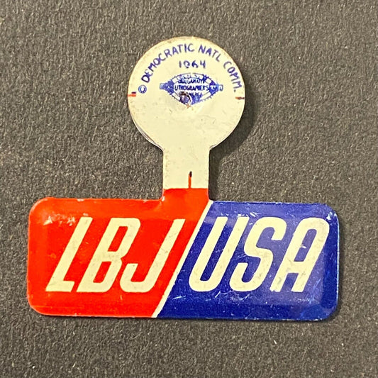 LBJ / USA Election Campaign Steel Fold Over Pin Small 7/8"