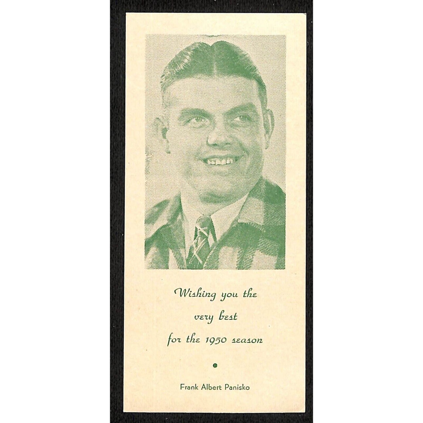 Frank Albert Panisko (Clown) "Wishing you the Best for the 1950 Season" Card