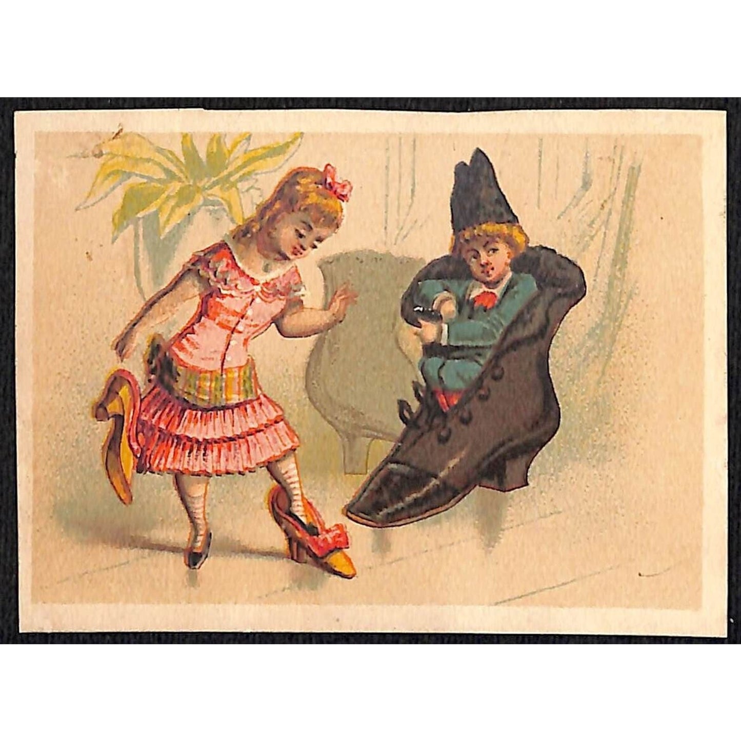Kids Playing with Shoes Blank / No Company Victorian Trade Card