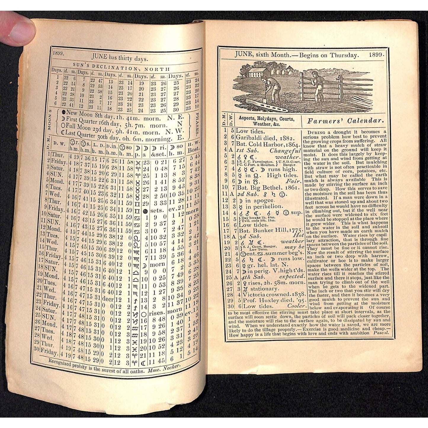 1899 Maine's Farmers Almanac Daniel Robinson Charles E Nash Augusta 46pp Scarce