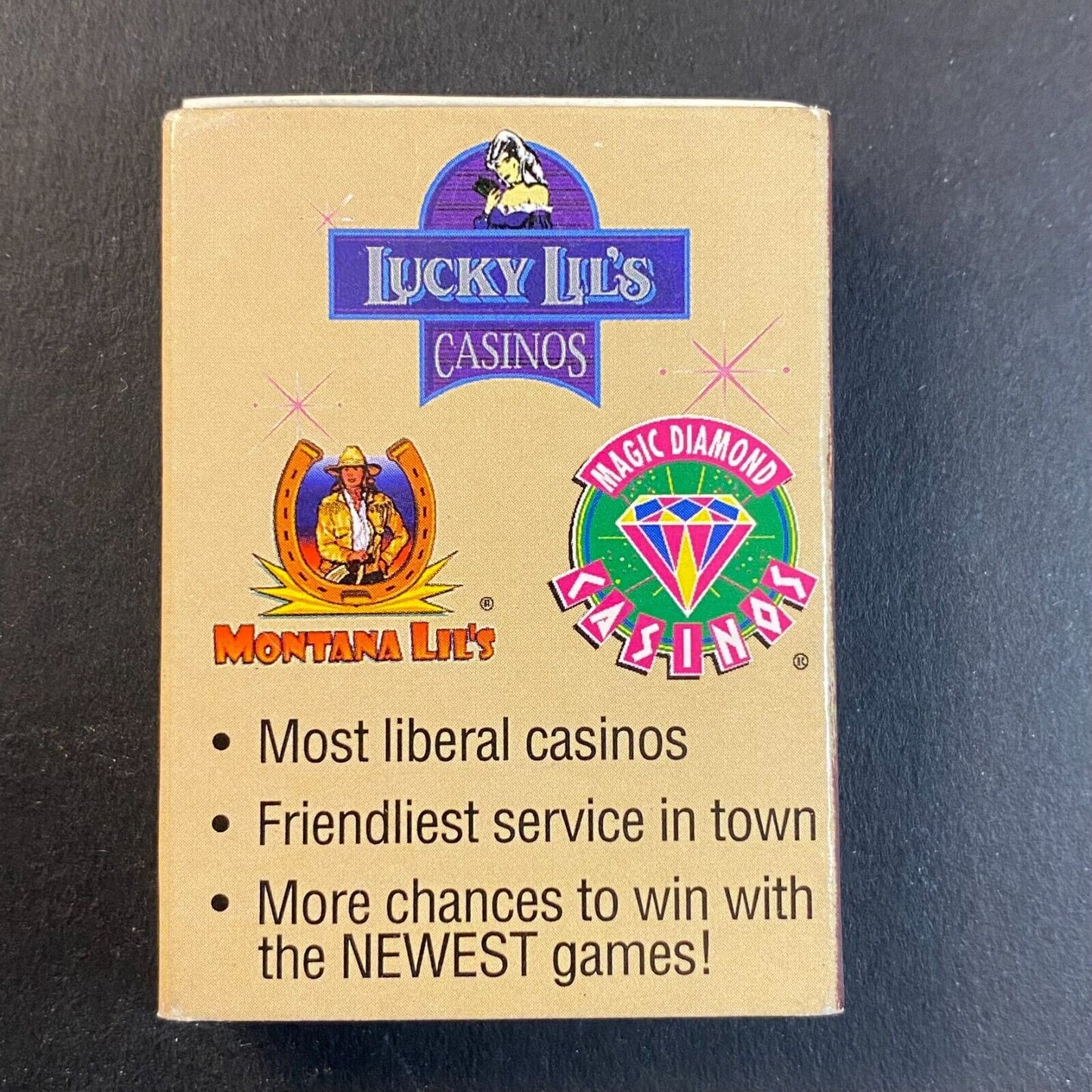 Lucky Lil's Casinos Montana c1990's Matchbox / Matchbook Scarce VGC