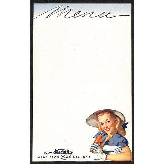 Nesbitt's Made From Real Oranges Menu Stationary Sheet Unused c1940's-50's VGC