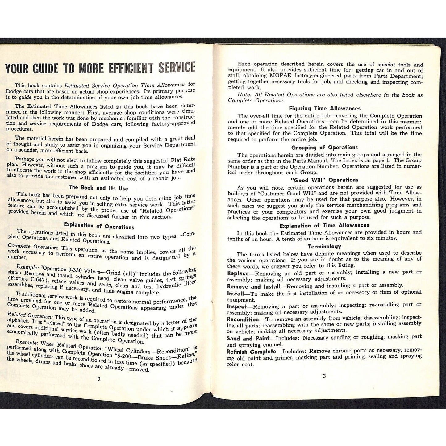 c1953 Dodge Passenger Car Service Manual D44 D46 D47 D48 Booklet 103pp Scarce