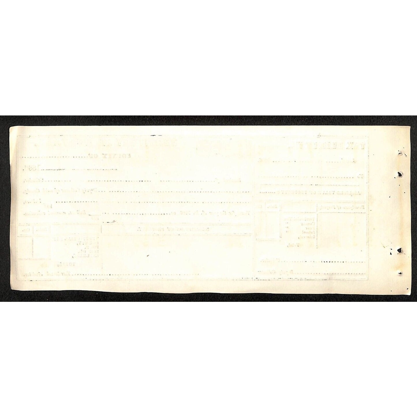 1867 Territory of Montana Territorial Poor School County Interest Tax Form - VGC