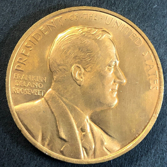 Franklin Delano Roosevelt In Memoriam Medallion 34mm 17g VGC