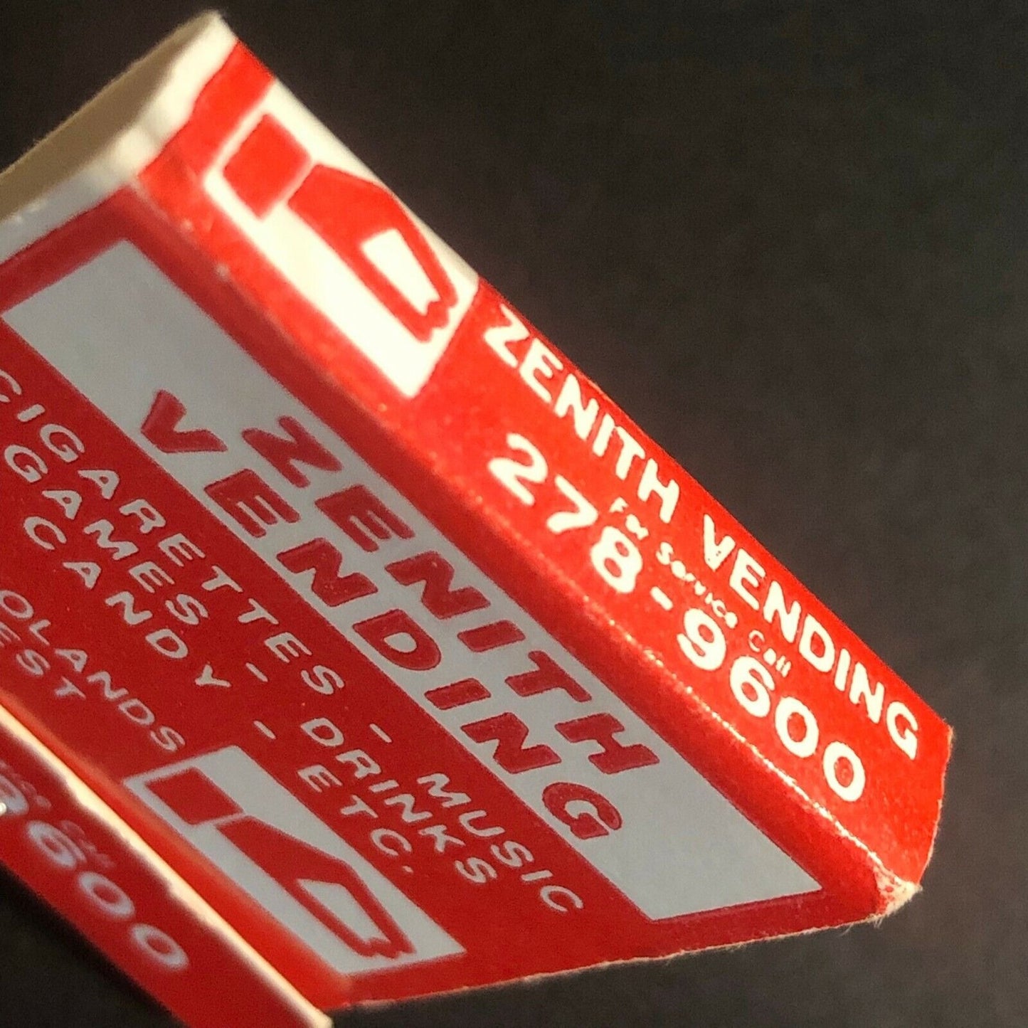 "Zenith Vending" Chicago Juke Boxes (Red) c1970's-80's Full Matchbook