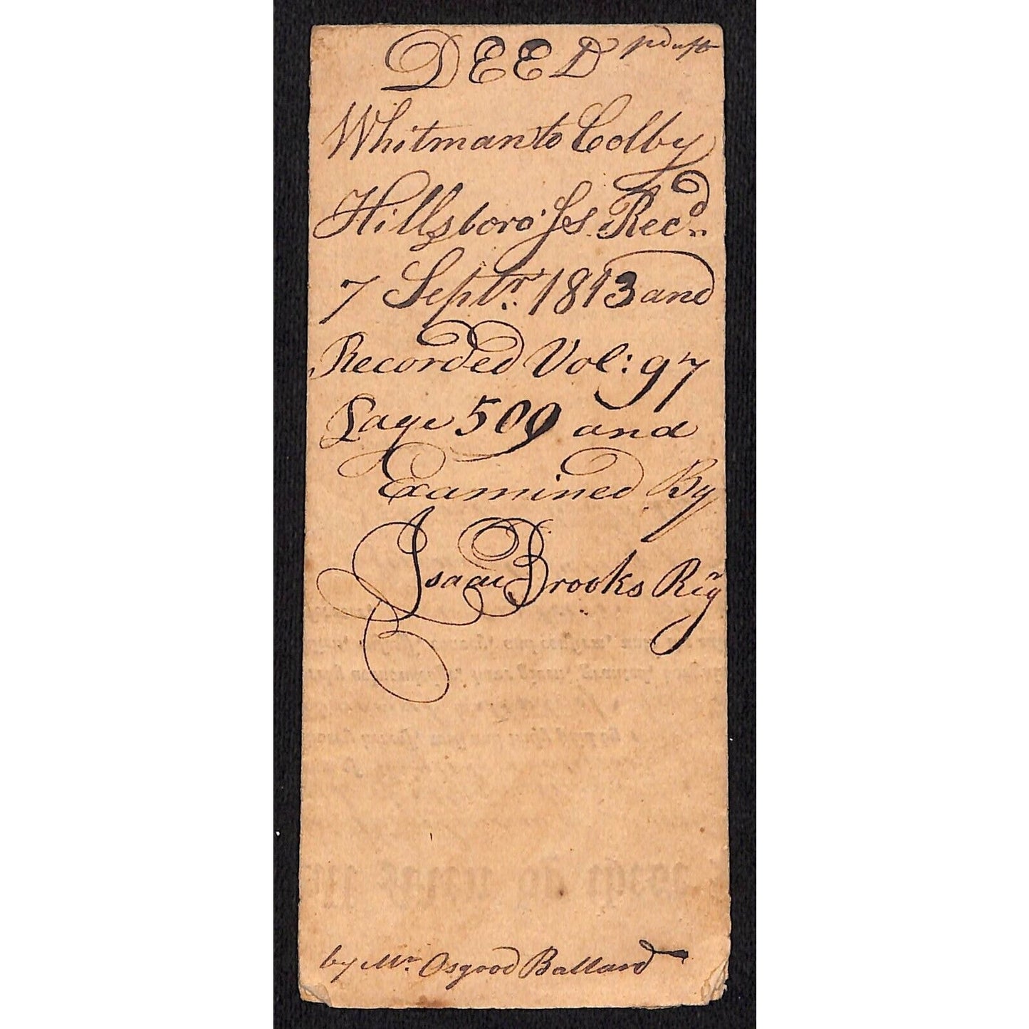 1813 Boston, MA Forty Acre Deed Document - Thomas Whitman to Nicholus Colby