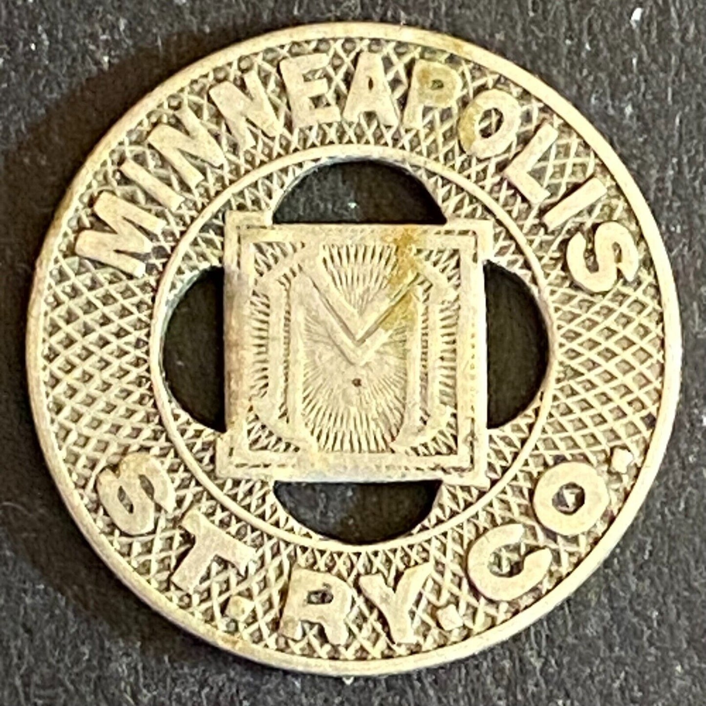 Minneapolis ST. RY. CO. G/F One Fare Transit Token 16mm