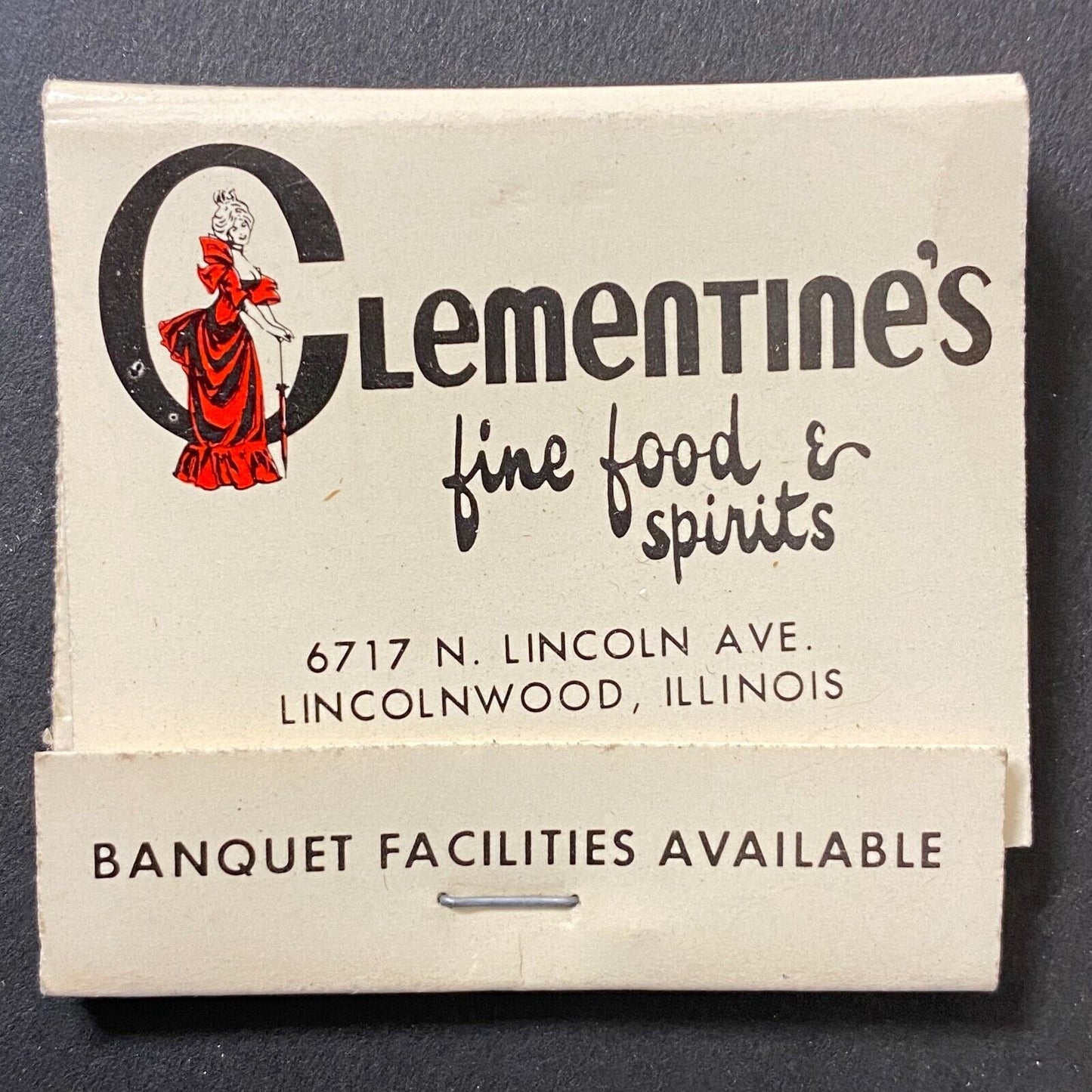 Clementine's Restaurant Lincolnwood, IL Full Matchbook c1974-80's