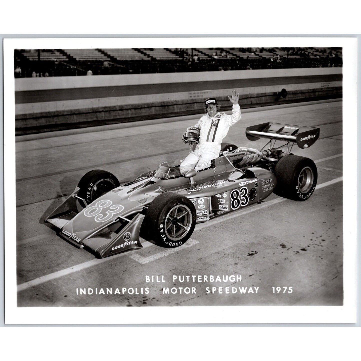 Bill Putterbaugh #83 1975 Indianapolis Motor Speedway 8" x 10" Photo IMS Stamp
