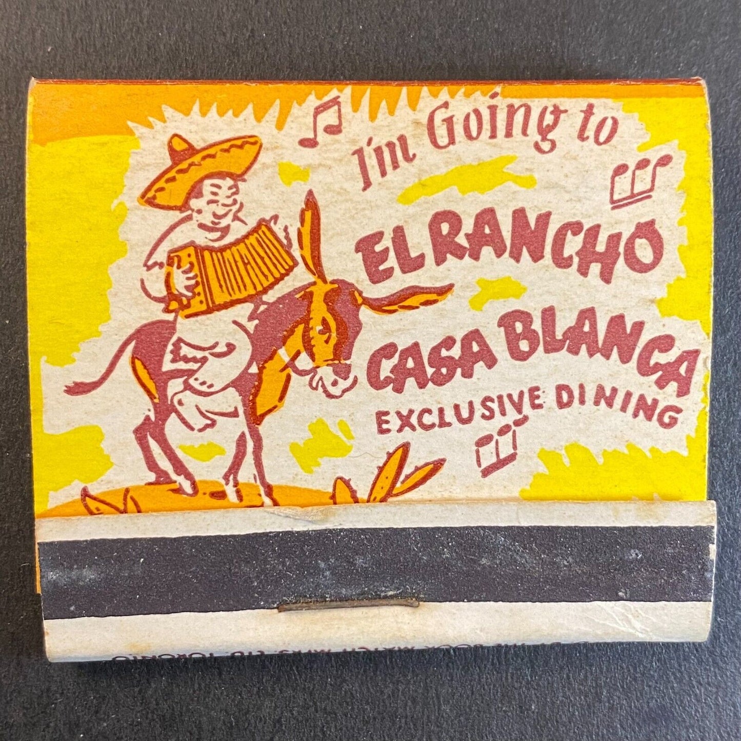 El Rancho Casa Blanca Grimsby Ontario Near Full (-2) Matchbook c1950's Scarce