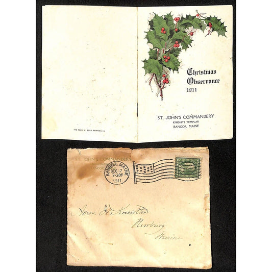 Bangor, ME St. John Commandery Christmas Observance Booklet 1911 Knowlton*